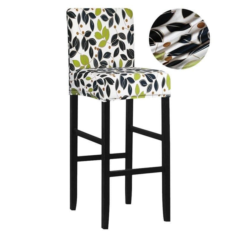 Hoes Voor Barkruk Wit Met Groene Bladeren