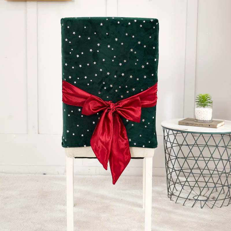 Groene Fluwelen Kerststoelhoes