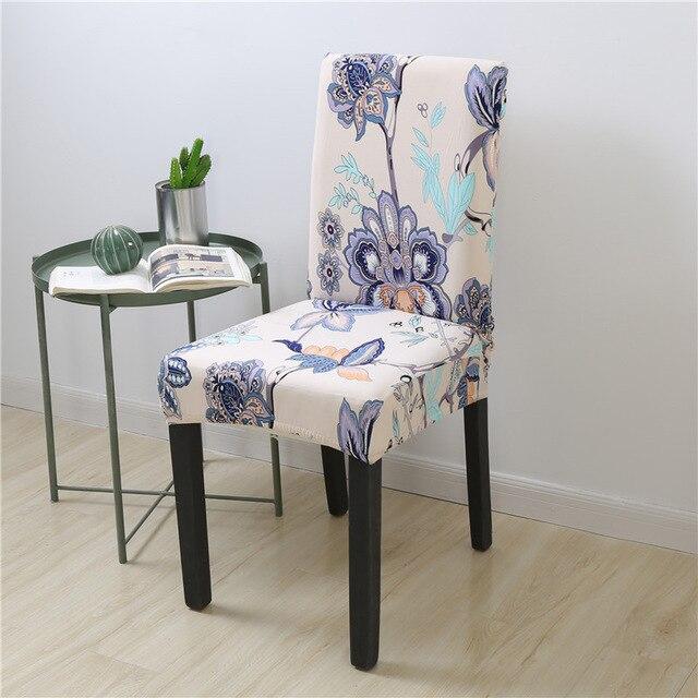 Beige Stoelhoes Met Blauwe Bloemen